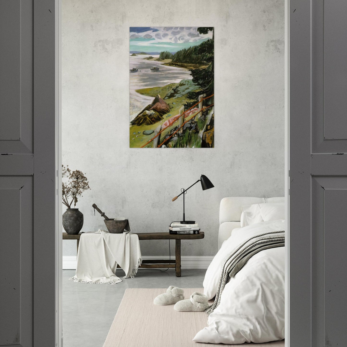 RED CABLES 1940 - Fairfield Porter Brushed Aluminum Print - 70x100 cm / 28x40 inches | Fairfield Porter Aluminum Print | Fairfield Porter Prints