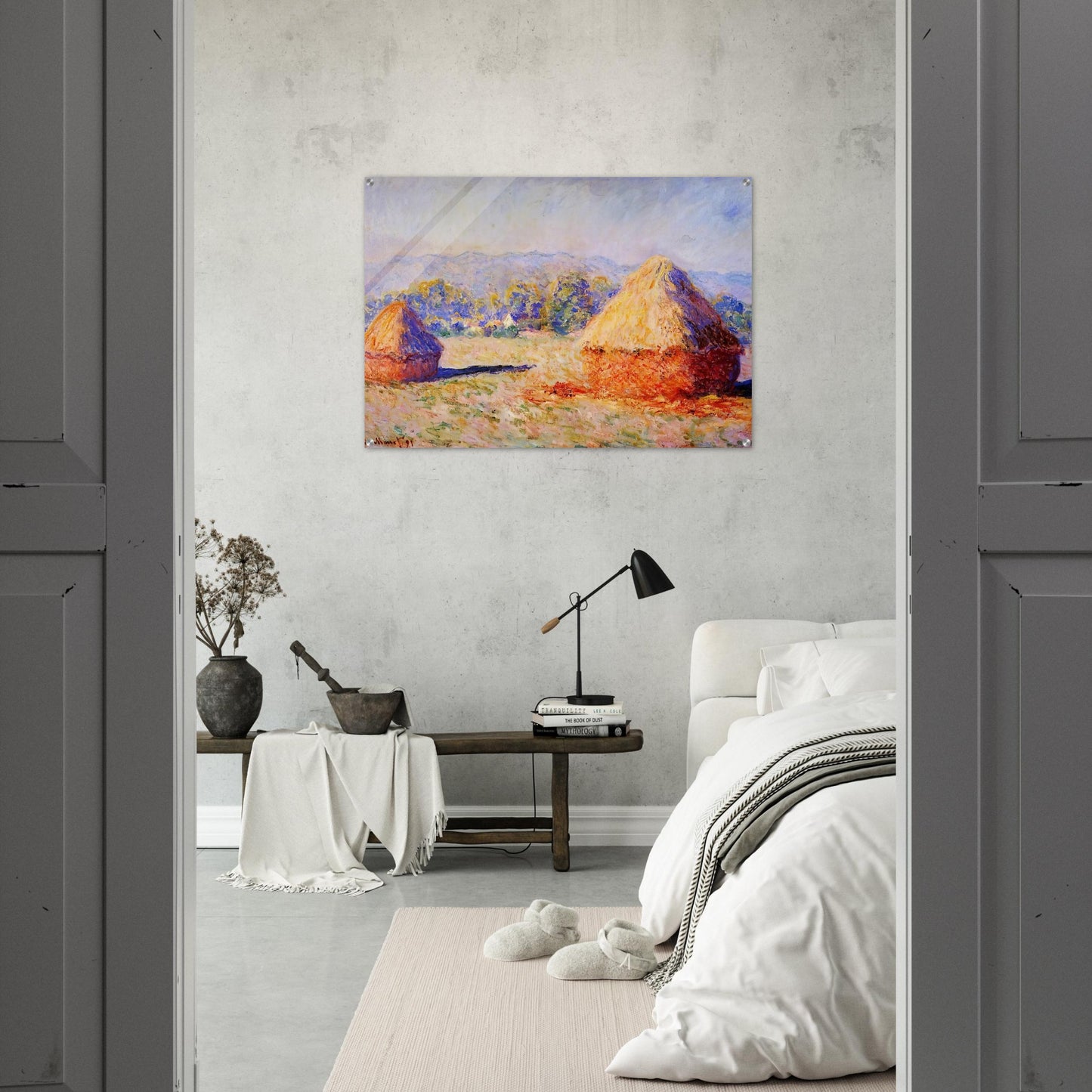 Grainstacks in the Sunlight, Morning Effect - claude monet Acrylic Print - 70x100 cm / 28x40″ inches