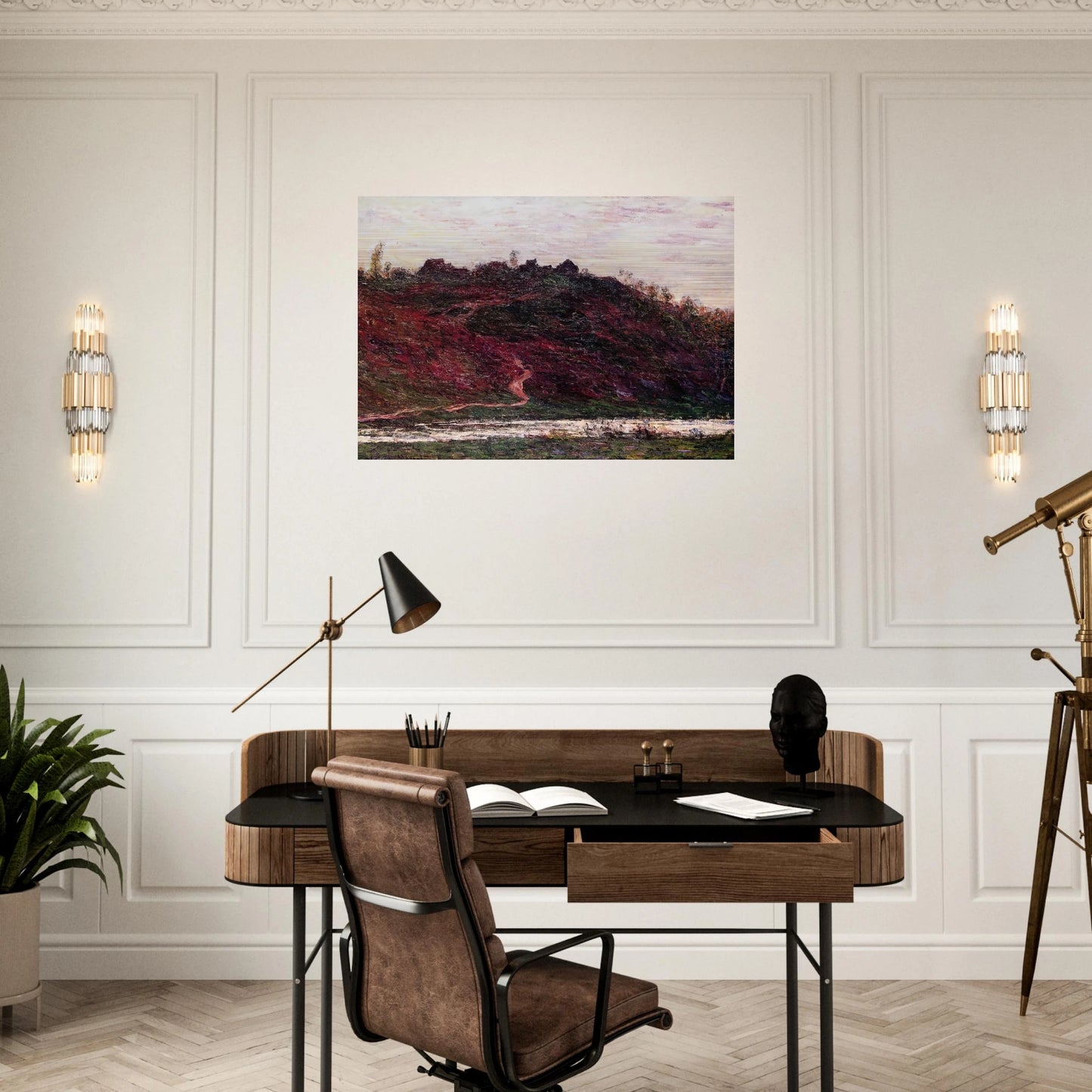The Village of La Coche-Blond, Evening - claude monet Brushed Aluminum Print - 70x100 cm / 28x40 inches | claude monet Aluminum Print | claude monet Prints