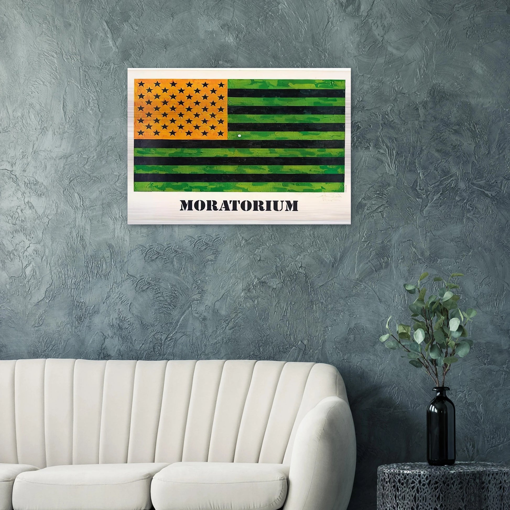 MORATORIUM FLAG - Jasper Johns Brushed Aluminum Print - 70x100 cm / 28x40 inches | Jasper Johns Aluminum Print | Jasper Johns Prints
