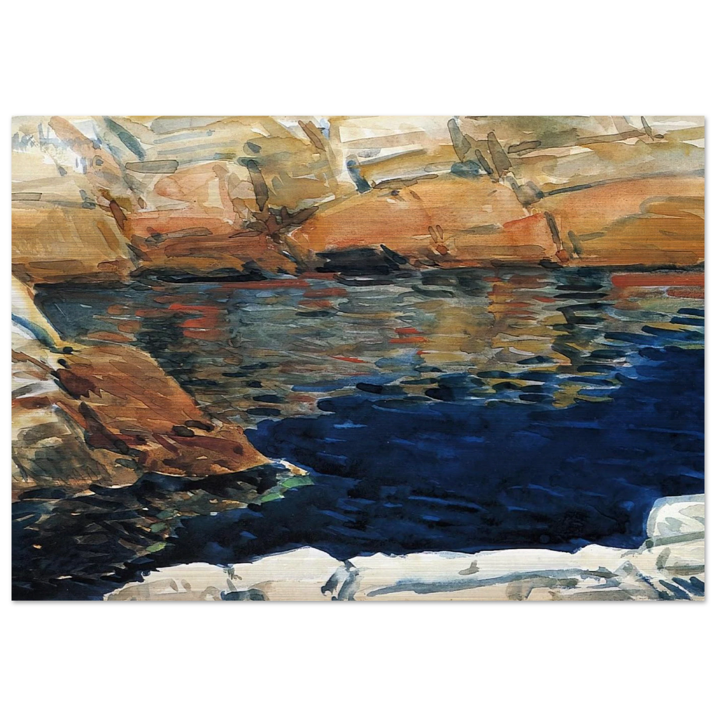 Looking into Beryl Pool - Childe Hassam Brushed Aluminum Print - 70x100 cm / 28x40 inches | Childe Hassam Aluminum Print | Childe Hassam Prints