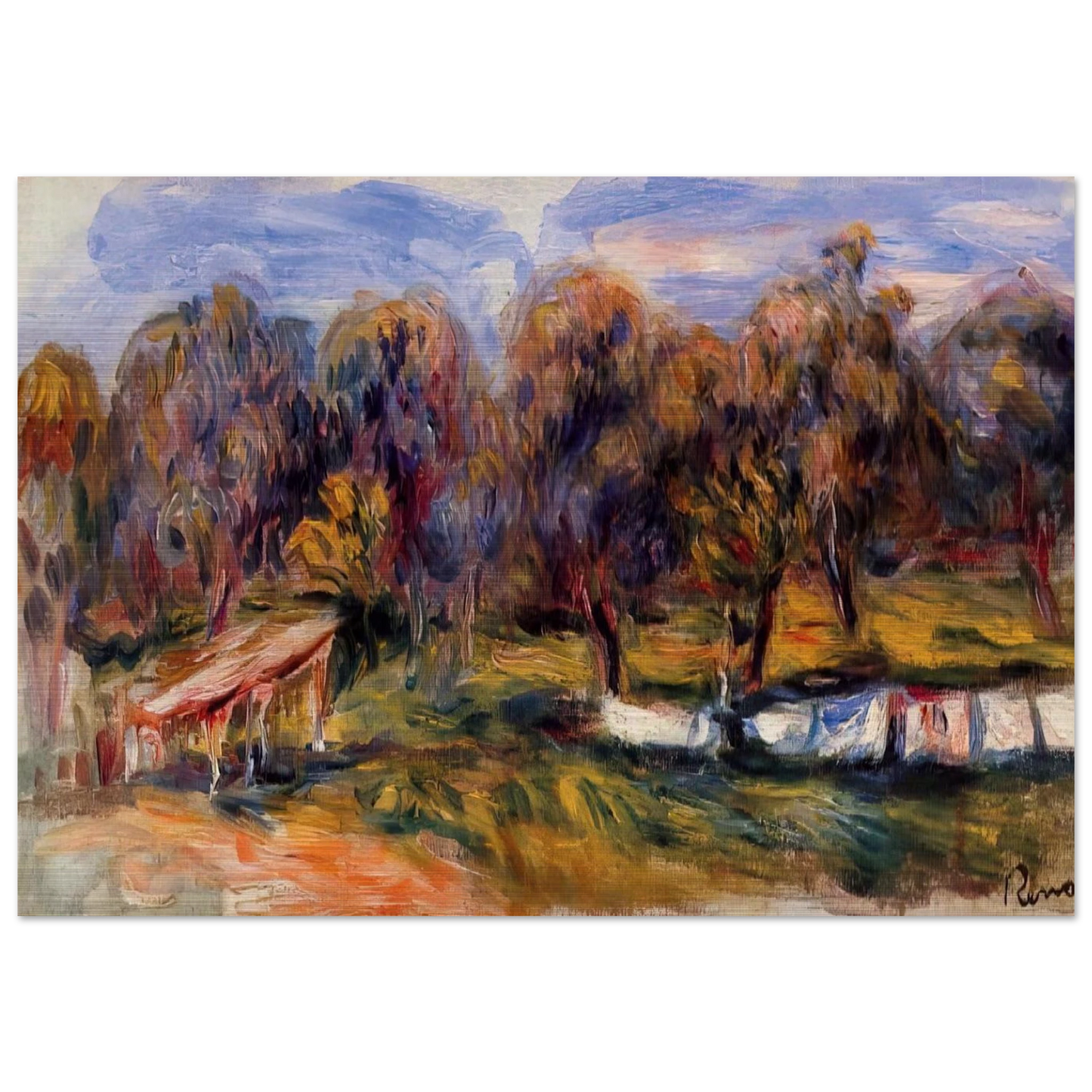 Landscape with Orchard - Pierre-Auguste Renoir Brushed Aluminum Print - 70x100 cm / 28x40 inches | Pierre-Auguste Renoir Aluminum Print | Pierre-Auguste Renoir Prints
