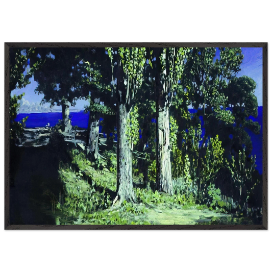 Cypresses on a Seashore The Crimea - Arkhyp Kuindzhi 70x100 cm / 28x40 inches Framed Art Print – Black Wooden Frame