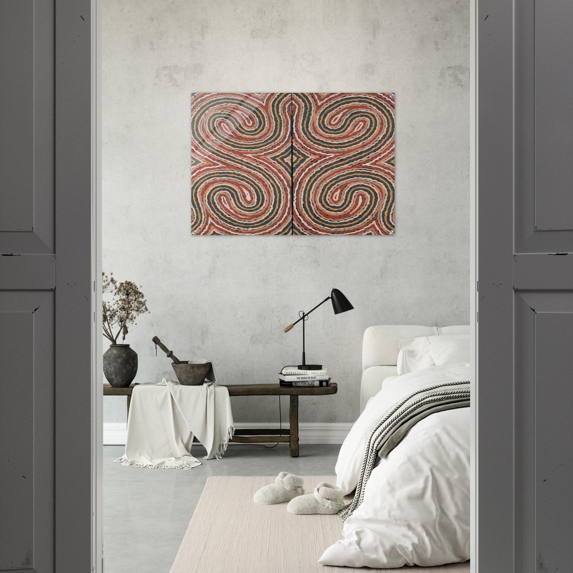 Worm Dreaming - 1999 - Clifford Possum Tjapaltjarri Acrylic Print - 70x100 cm / 28x40″ inches
