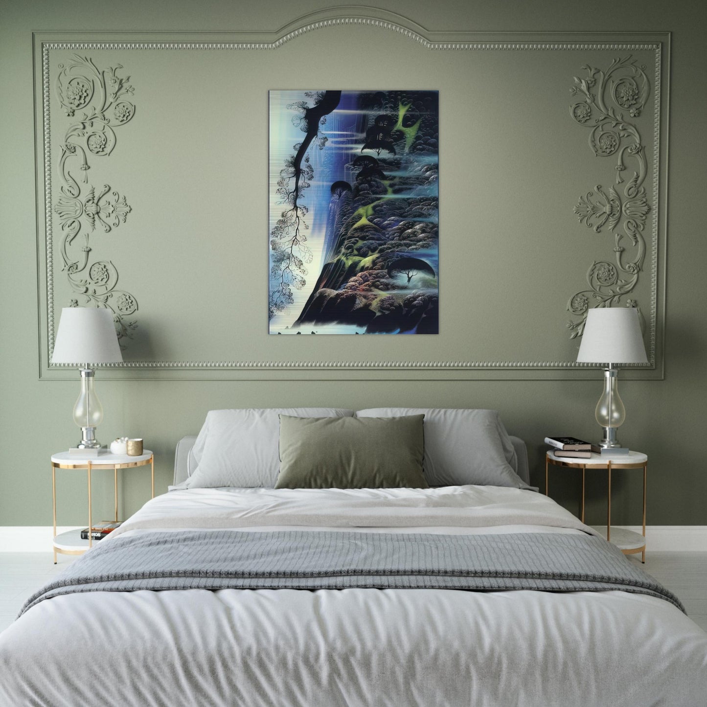 Steep Coast Line - Eyvind Earle Brushed Aluminum Print - 70x100 cm / 28x40 inches | Eyvind Earle Aluminum Print | Eyvind Earle Prints