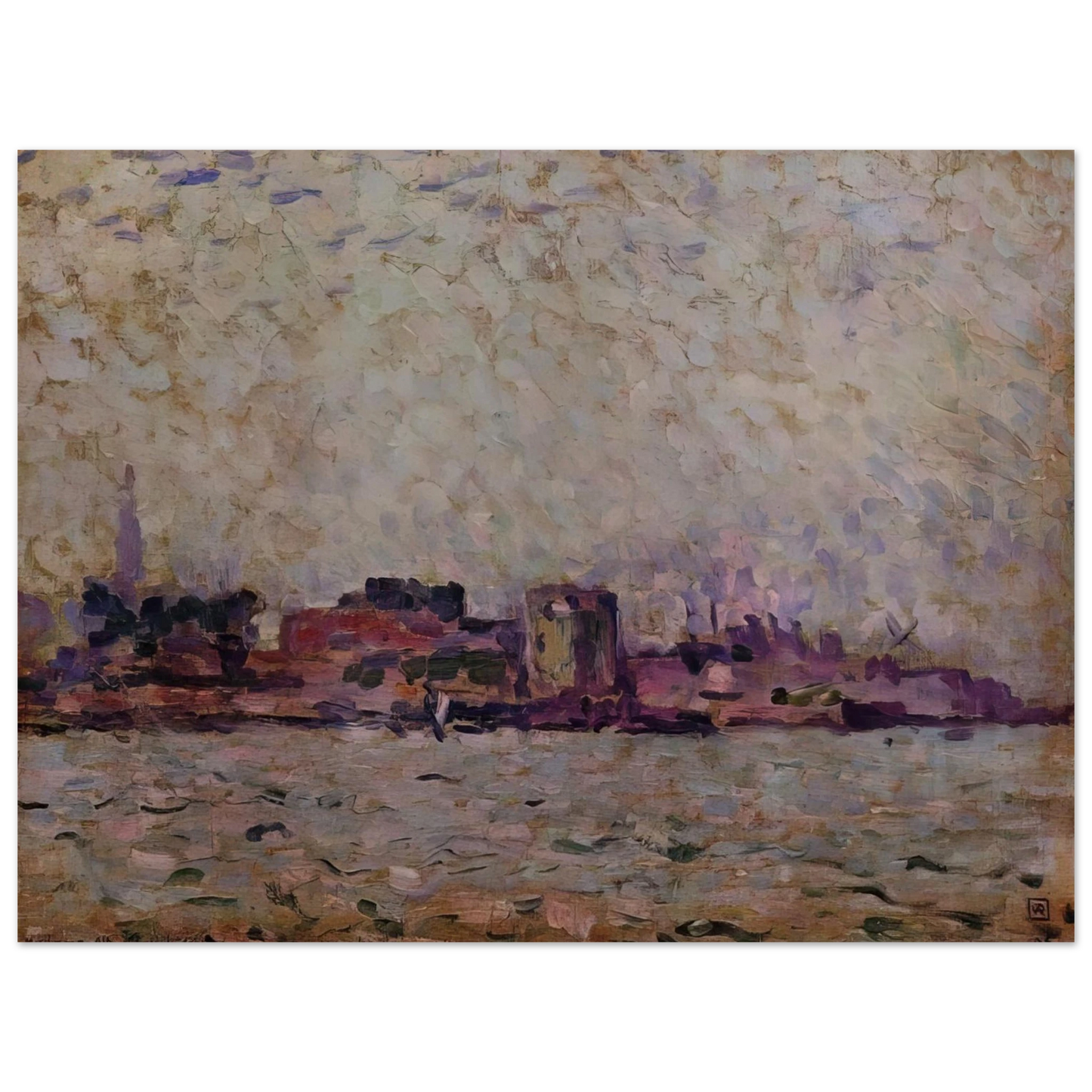 Theo van Rysselberghe - MORNING FOG OVER THE PORT OF VEER HOLLAND 1906  75x100 cm / 30x40inches Fine Art Poster