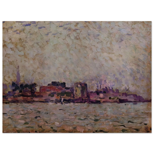 Theo van Rysselberghe - MORNING FOG OVER THE PORT OF VEER HOLLAND 1906  75x100 cm / 30x40inches Fine Art Poster