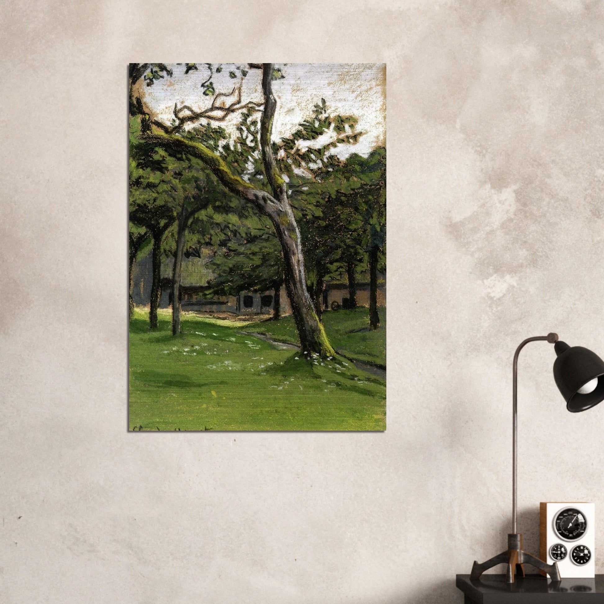 Norman Farm through the Trees - claude monet Brushed Aluminum Print - 70x100 cm / 28x40 inches | claude monet Aluminum Print | claude monet Prints