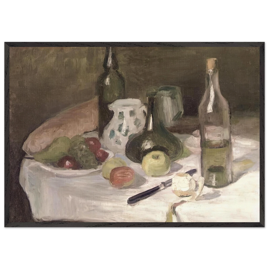 STILL LIFE WITH FRUIT AND BOTTLES 1896 - Henri Matisse 70x100 cm / 28x40 inches Framed Art Print – Black Wooden Frame