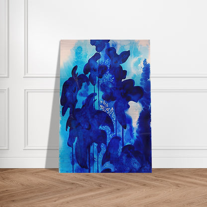 Blue Floral - Eyvind Earle Brushed Aluminum Print - 70x100 cm / 28x40 inches | Eyvind Earle Aluminum Print | Eyvind Earle Prints