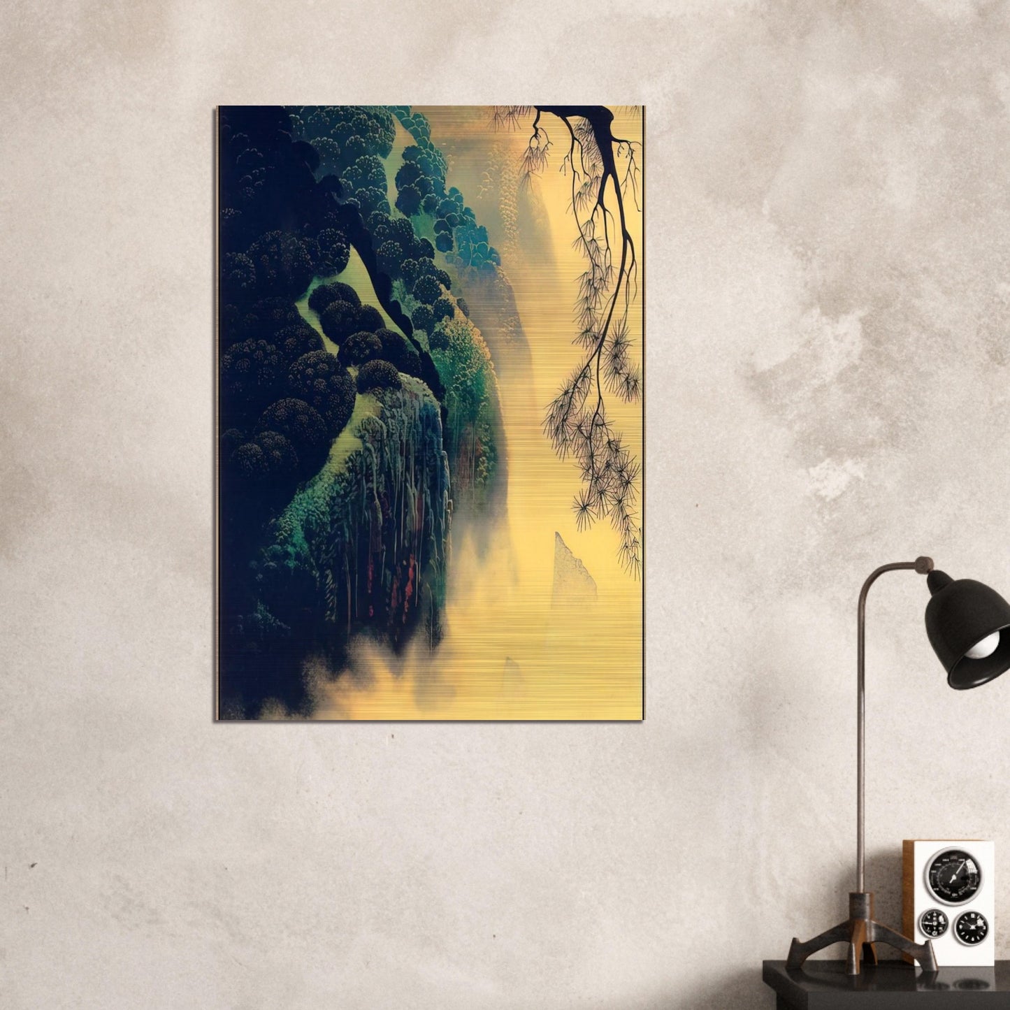 Jeweled Coast - Eyvind Earle Brushed Aluminum Print - 70x100 cm / 28x40 inches | Eyvind Earle Aluminum Print | Eyvind Earle Prints
