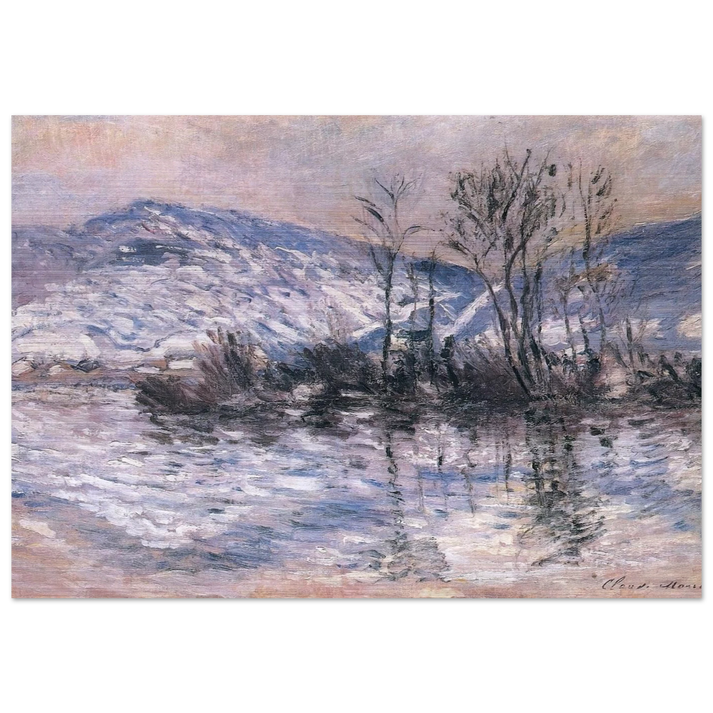 The Seine at Port Villez, Snow Effect 02 - claude monet Brushed Aluminum Print - 70x100 cm / 28x40 inches | claude monet Aluminum Print | claude monet Prints