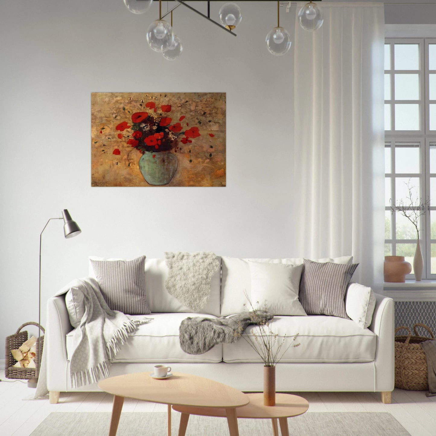 VASE OF POPPIES - Odilon Redon Brushed Aluminum Print - 70x100 cm / 28x40 inches | Odilon Redon Aluminum Print | Odilon Redon Prints