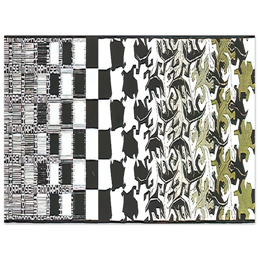 MC Escher - METAMORPHOSIS II EXCERPT 2 Wall Art - 21x29.7 cm / 8x12" - Fine Art Poster - -