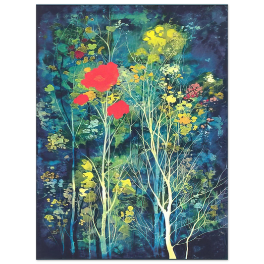 Eyvind Earle - Poppies and Flowers  75x100 cm / 30x40inches Fine Art Poster