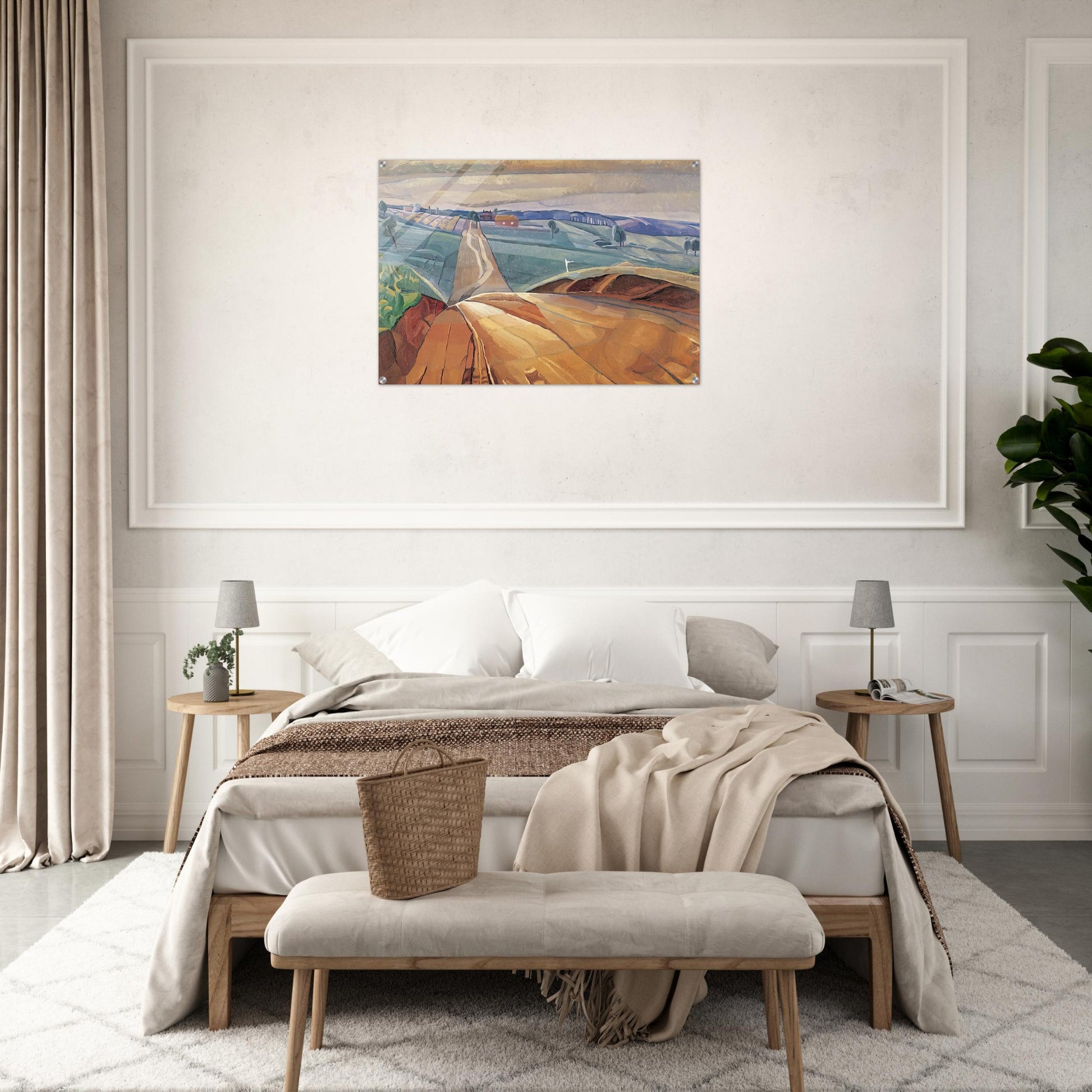 Landscape at Pentecost - 1929 - Grace Cossington Smith Acrylic Print - 70x100 cm / 28x40″ inches | Grace Cossington Smith Wall Art | Grace Cossington Smith Prints