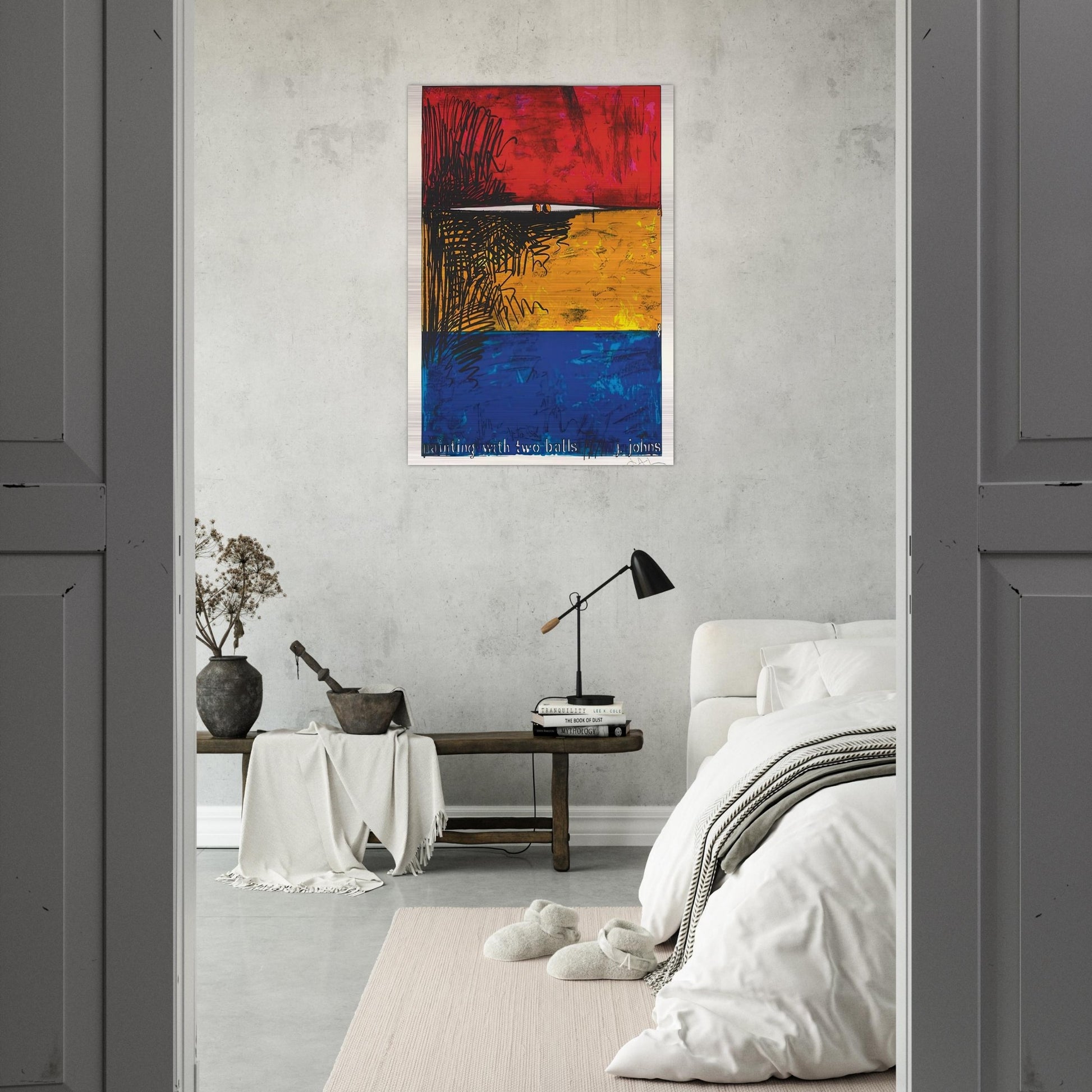 PAINTING WITH TWO BALLS ULAE 87 - Jasper Johns Brushed Aluminum Print - 70x100 cm / 28x40 inches | Jasper Johns Aluminum Print | Jasper Johns Prints
