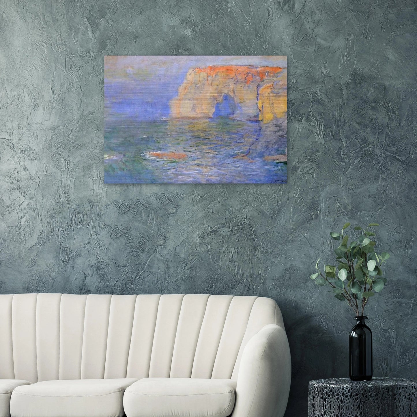The Manneport, Reflections of Water - claude monet Brushed Aluminum Print - 70x100 cm / 28x40 inches | claude monet Aluminum Print | claude monet Prints