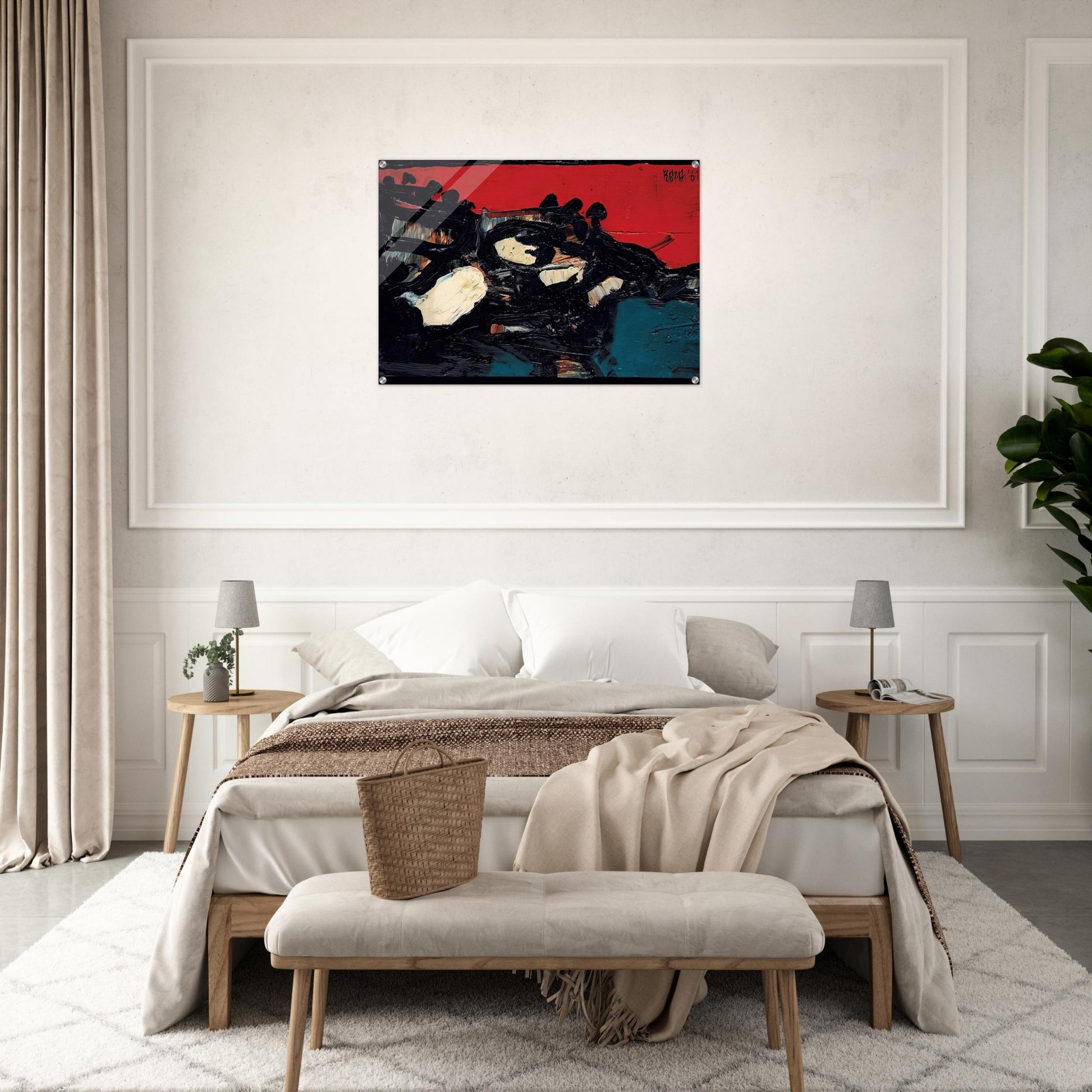 Ciel Rouge Sur Le Lac - 1961 - S. H. Raza Acrylic Print - 70x100 cm / 28x40″ inches | S. H. Raza Wall Art | S. H. Raza Prints