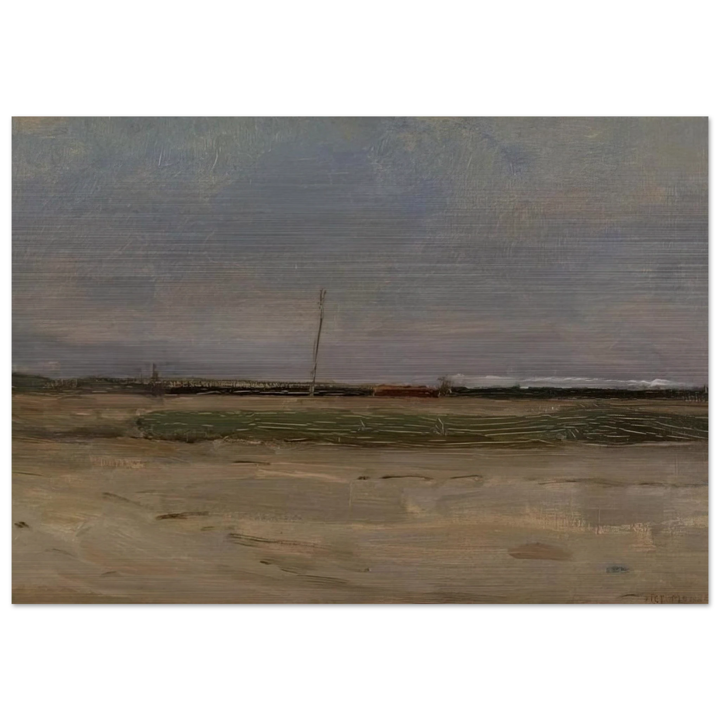 Polder Landscape with a Train and a Small Windmill on the Horizon - Piet Mondrian Brushed Aluminum Print - 70x100 cm / 28x40 inches | Piet Mondrian Aluminum Print | Piet Mondrian Prints