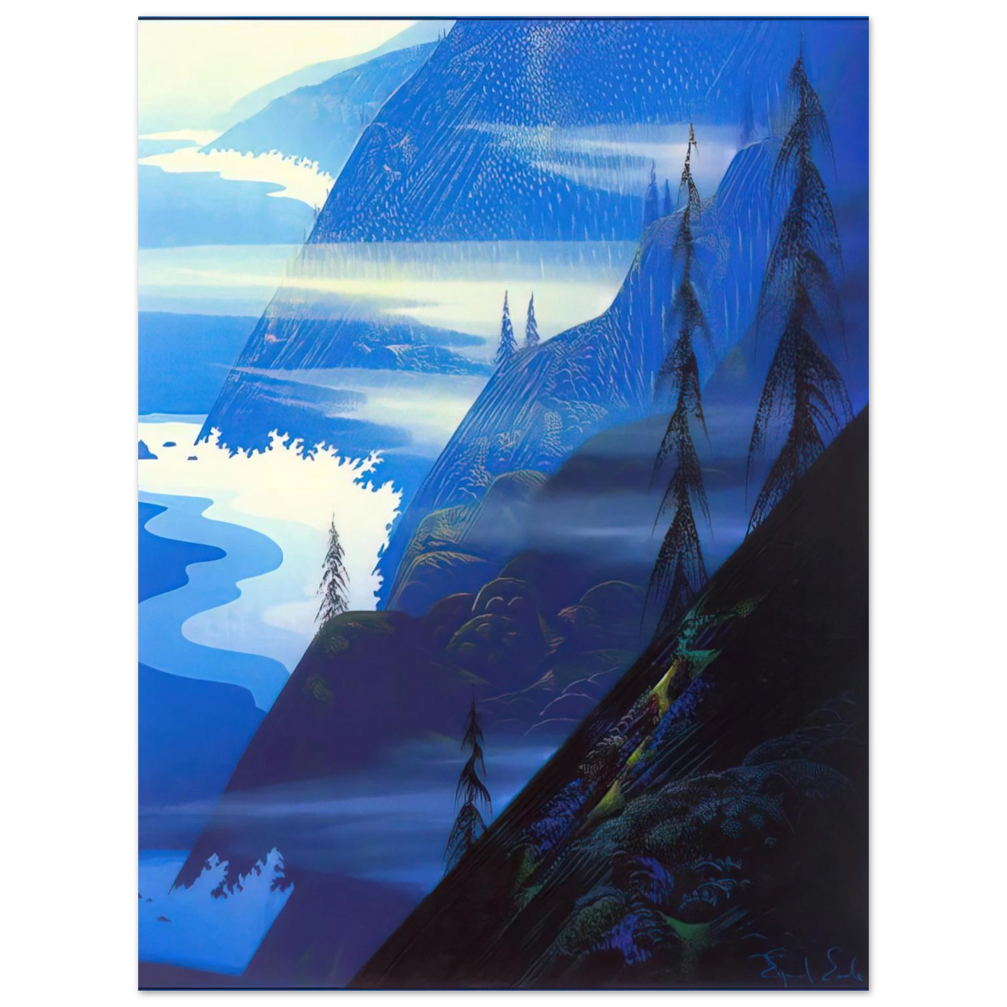 Eyvind Earle - Stardust blue  75x100 cm / 30x40inches Fine Art Poster