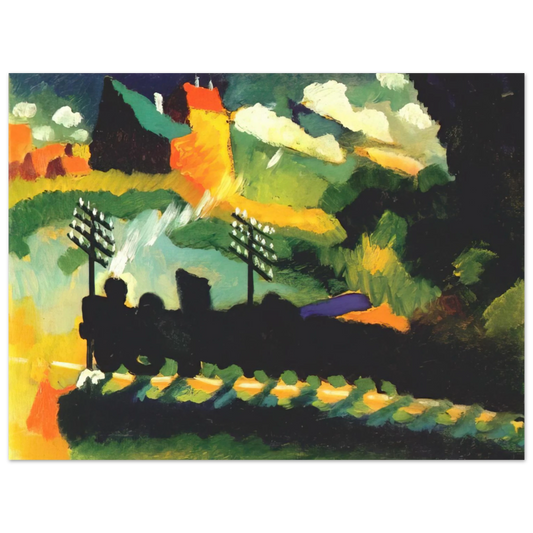 Wassily Kandinsky - MURNAU VIEW WITH RAILWAY AND CASTLE 1909  75x100 cm / 30x40inches Fine Art Poster