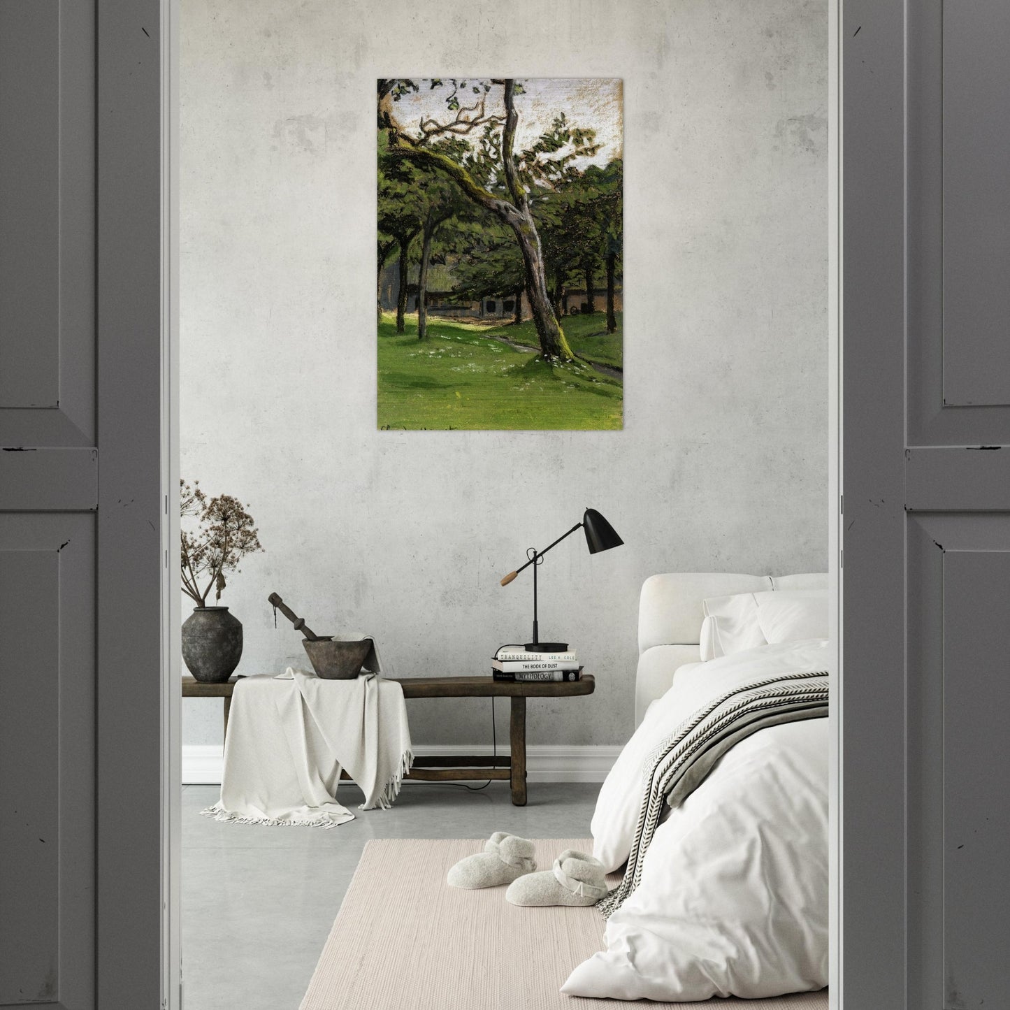 Norman Farm through the Trees - claude monet Brushed Aluminum Print - 70x100 cm / 28x40 inches | claude monet Aluminum Print | claude monet Prints