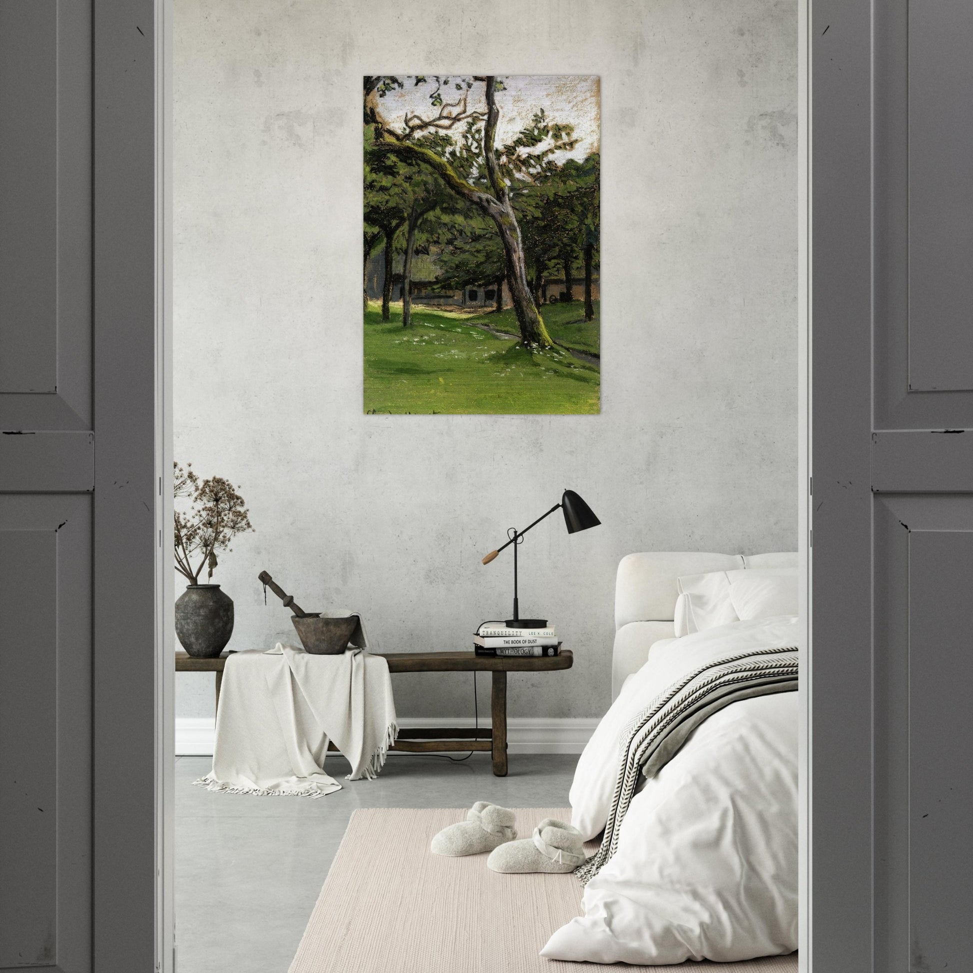 Norman Farm through the Trees - claude monet Brushed Aluminum Print - 70x100 cm / 28x40 inches | claude monet Aluminum Print | claude monet Prints