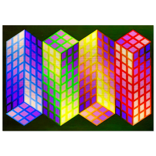 Torony-Nagy - 1969 - Victor Vasarely Brushed Aluminum Print - 70x100 cm / 28x40 inches | Victor Vasarely Aluminum Print | Victor Vasarely Prints