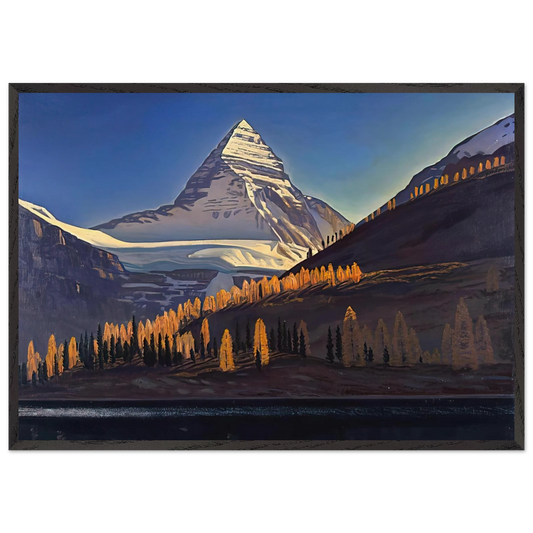 Mount Assiniboine Canadian Rockies - Rockwell Kent 70x100 cm / 28x40 inches Framed Art Print – Black Wooden Frame