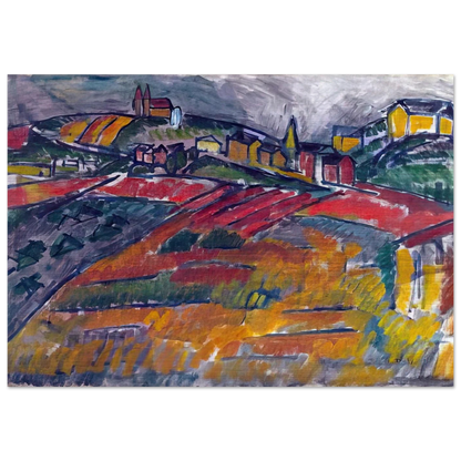 LANDSCAPE WITH RED AND YELLOW - Raoul Dufy Brushed Aluminum Print - 70x100 cm / 28x40 inches | Raoul Dufy Aluminum Print | Raoul Dufy Prints