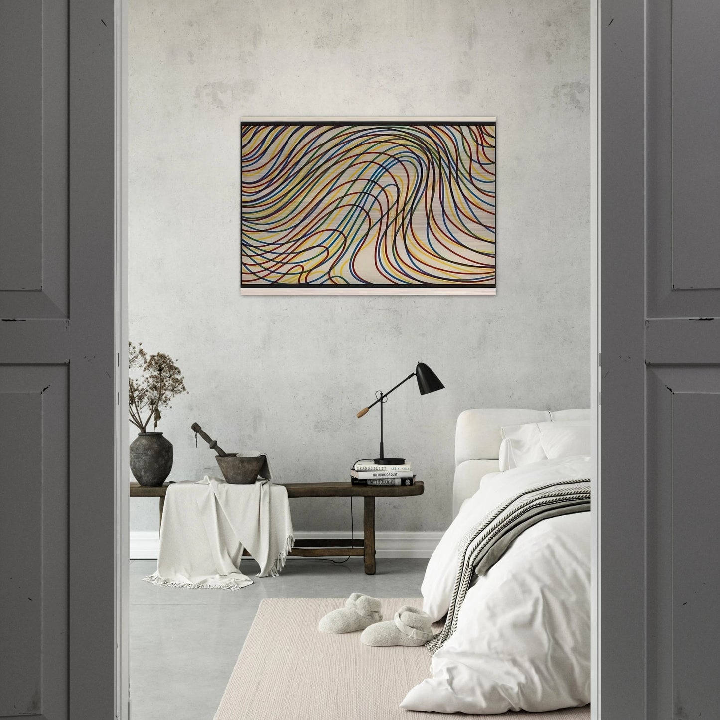 Wavy Lines with Black Border - Sol LeWitt Brushed Aluminum Print - 70x100 cm / 28x40 inches | Sol LeWitt Aluminum Print | Sol LeWitt Prints