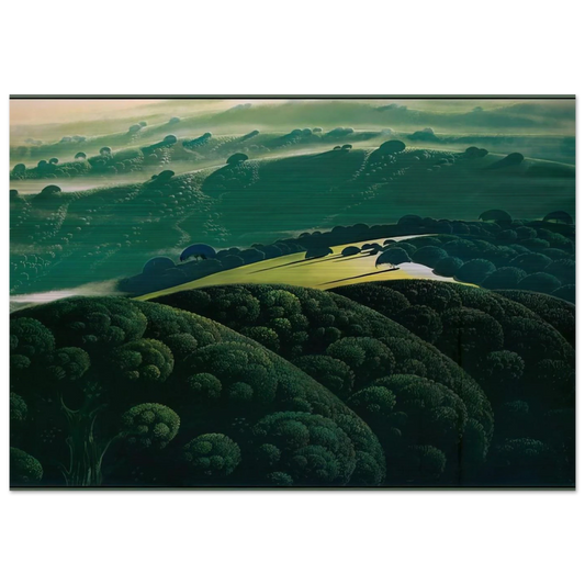 Morning Fog - Eyvind Earle Brushed Aluminum Print - 70x100 cm / 28x40 inches | Eyvind Earle Aluminum Print | Eyvind Earle Prints