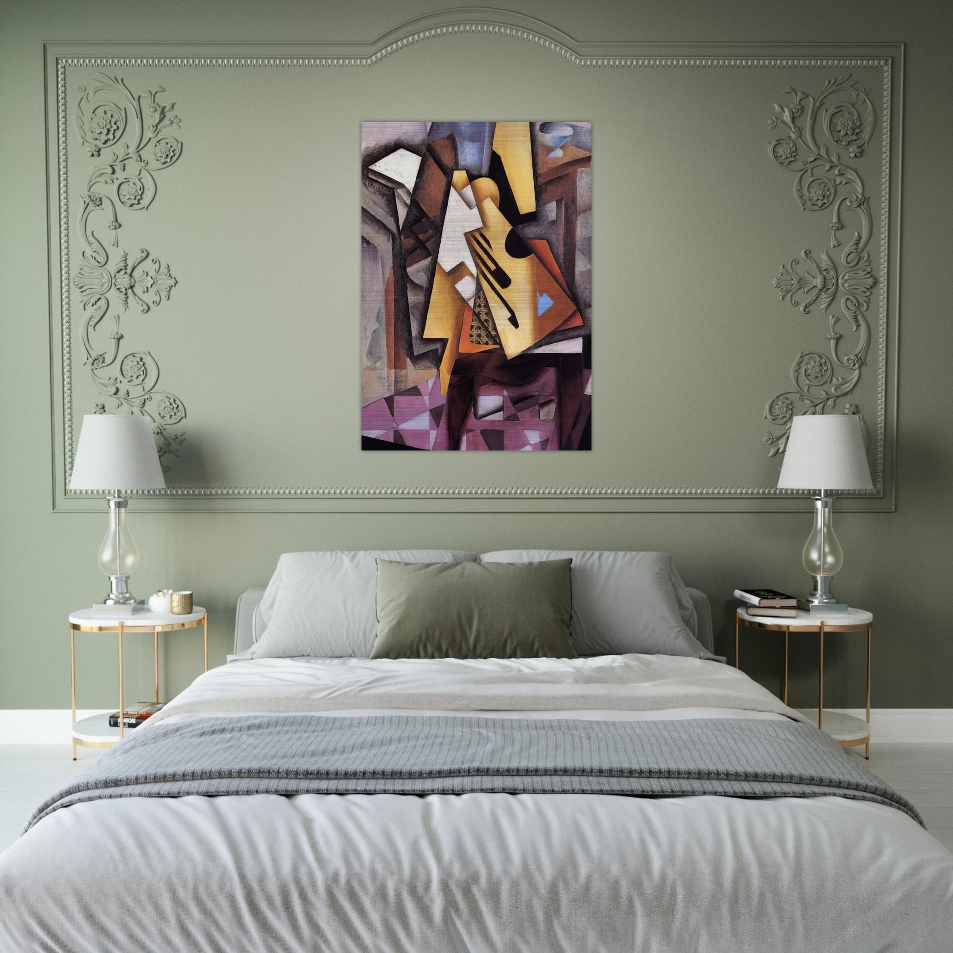 GUITAR ON A CHAIR 1913 - Juan Gris Brushed Aluminum Print - 70x100 cm / 28x40 inches | Juan Gris Aluminum Print | Juan Gris Prints