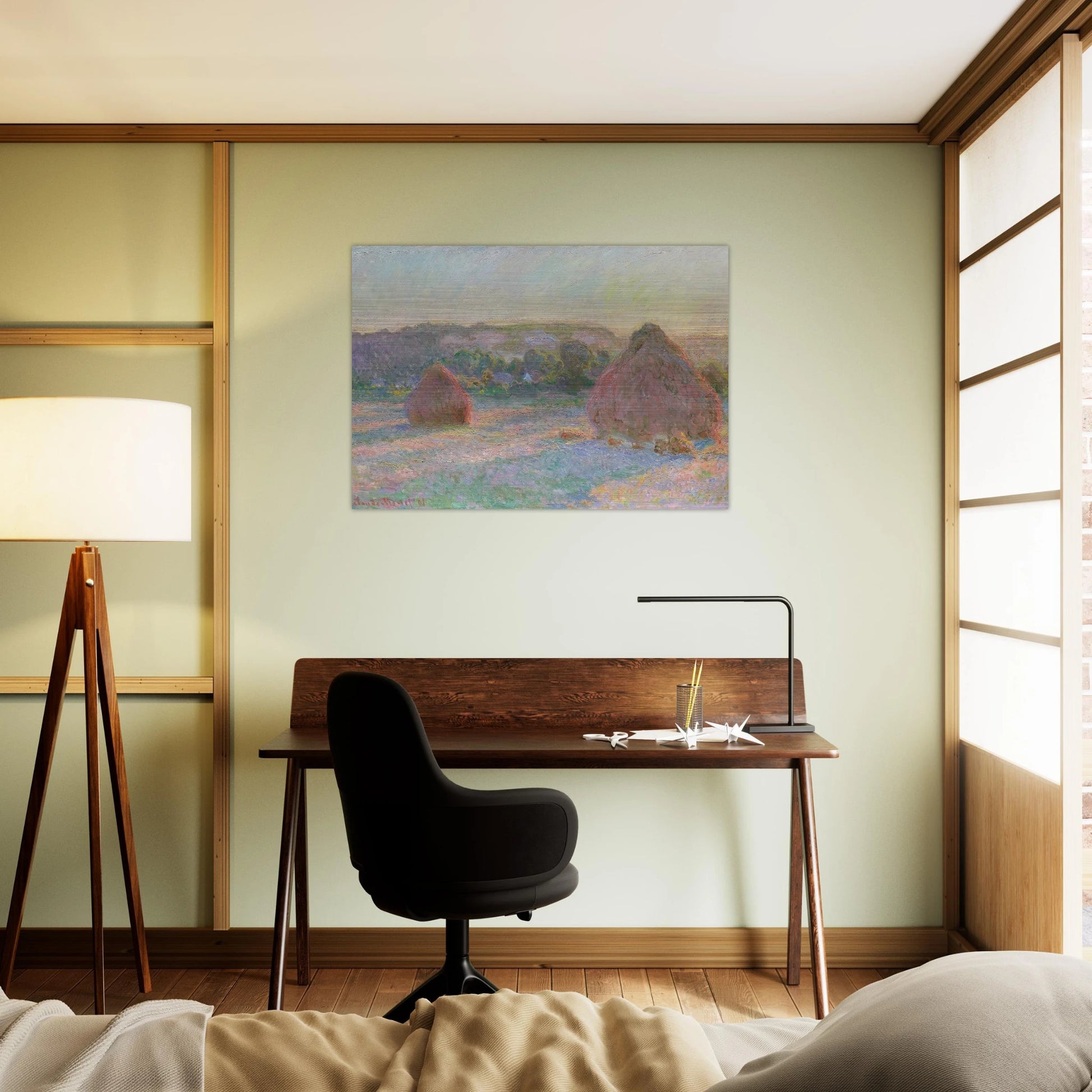 Stacks of Wheat End of Summer - claude monet Brushed Aluminum Print - 70x100 cm / 28x40 inches | claude monet Aluminum Print | claude monet Prints