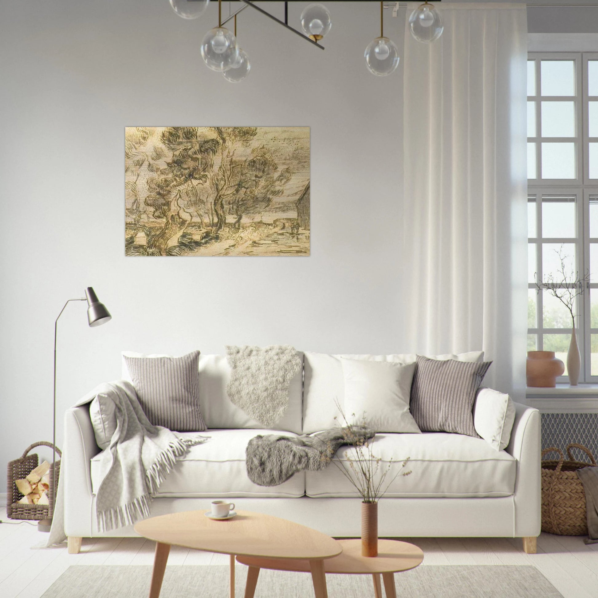 A Corner of the Asylum and the Garden with a Heavy, sawn-off Tree - Vincent van Gogh Brushed Aluminum Print - 70x100 cm / 28x40 inches | Vincent van Gogh Aluminum Print | Vincent van Gogh Prints