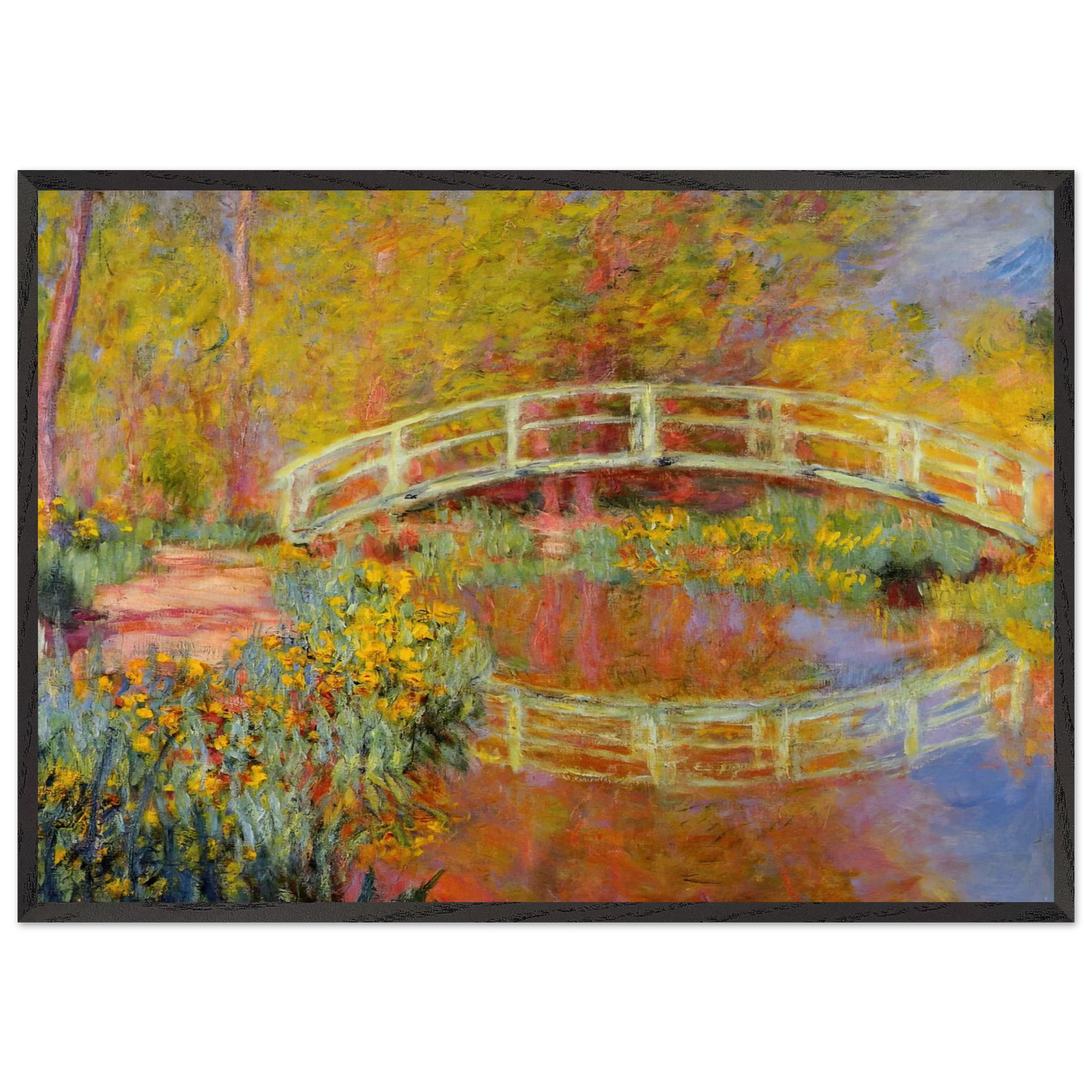 The Japanese Bridge The Bridge in Monets Garden - claude monet 70x100 cm / 28x40 inches Framed Art Print – Black Wooden Frame