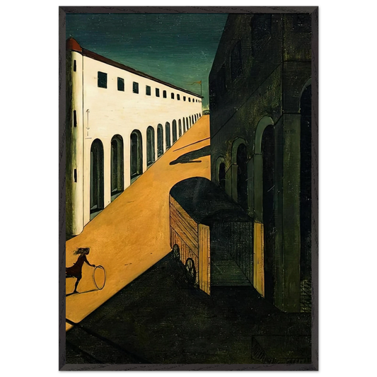 MYSTERY AND MELANCHOLY OF A STREET 1914 - Giorgio de Chirico 70x100 cm / 28x40 inches Framed Art Print – Black Wooden Frame