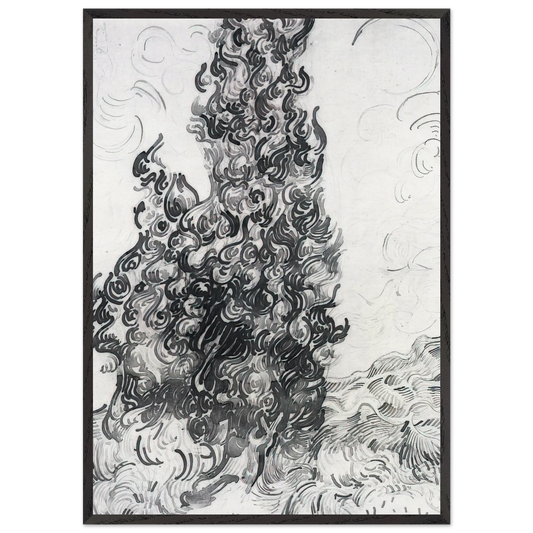 Cypresses - Vincent van Gogh 70x100 cm / 28x40 inches Framed Art Print – Black Wooden Frame