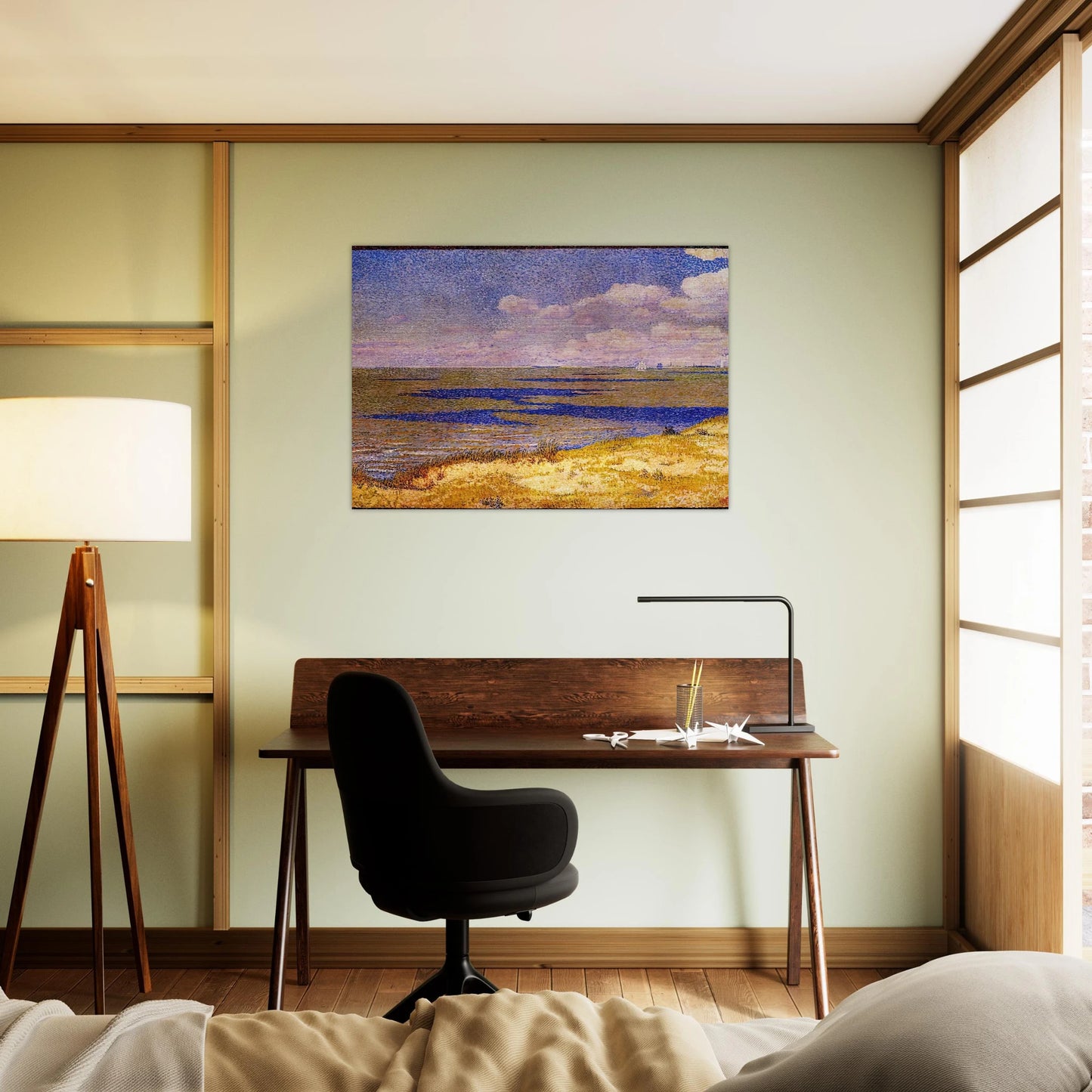 VIEW OF THE RIVER SCHELDT 1893 - Theo van Rysselberghe Brushed Aluminum Print - 70x100 cm / 28x40 inches | Theo van Rysselberghe Aluminum Print | Theo van Rysselberghe Prints