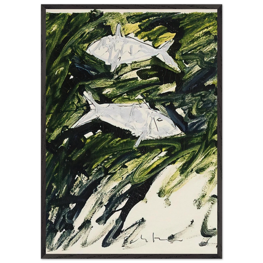 Pesci - 1982 - Mario Schifano 70x100 cm / 28x40 inches Framed Art Print – Black Wooden Frame