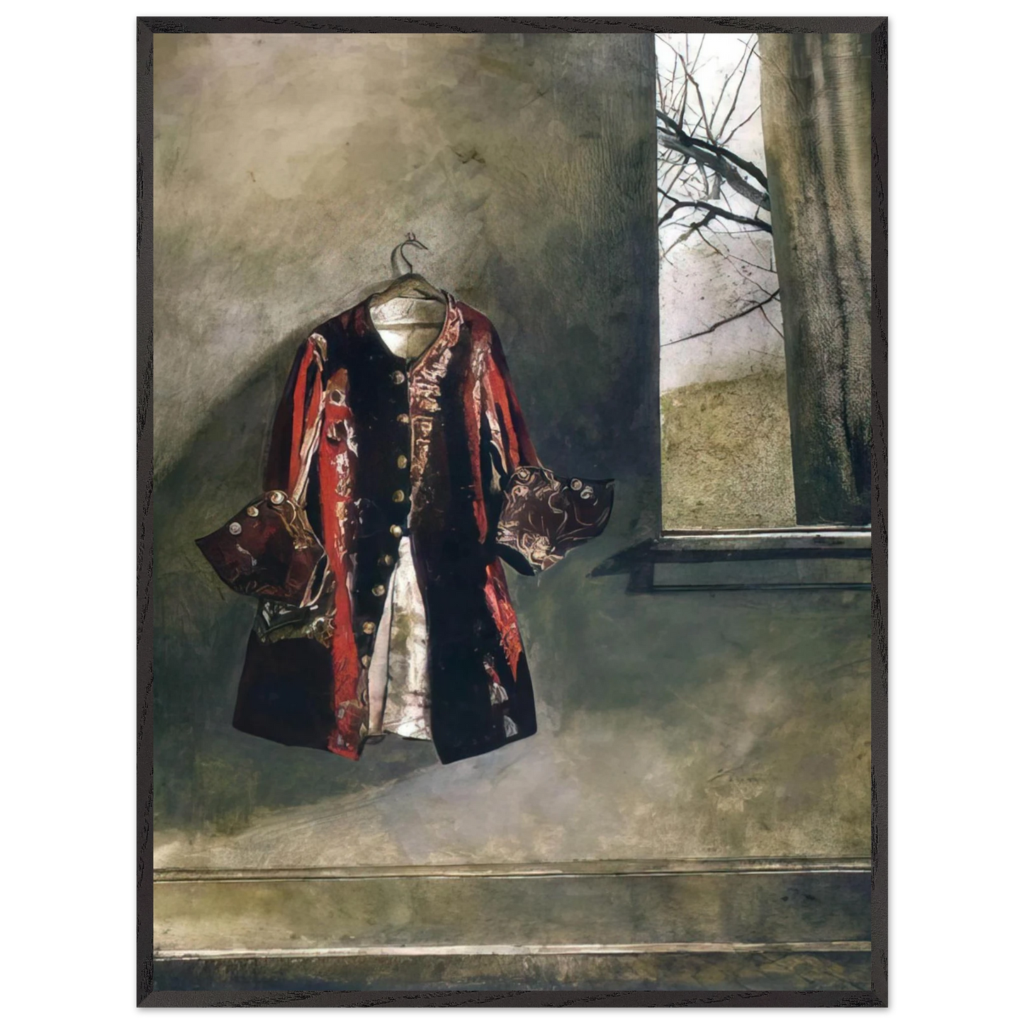 Andrew Wyeth - CURTAIN CALL Wall Art - 21x29.7 cm / 8x12" - Premium Wooden Framed Poster With Fine Art Paper-canvas - Black frame