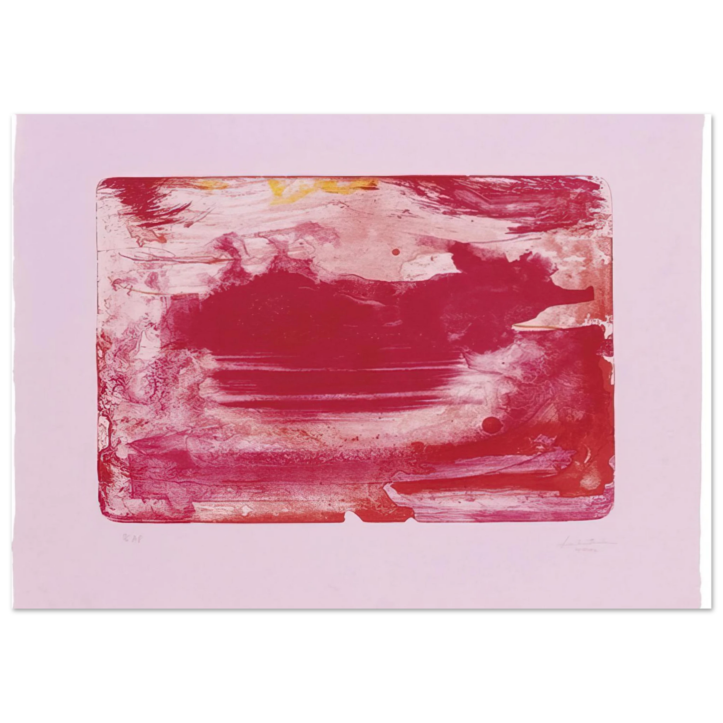 Helen Frankenthaler - The Red Sea - 1982 Wall art - 15x20 cm / 6x8 inches - Premium Wooden Framed Poster With Fine Art Paper-canvas - Black frame