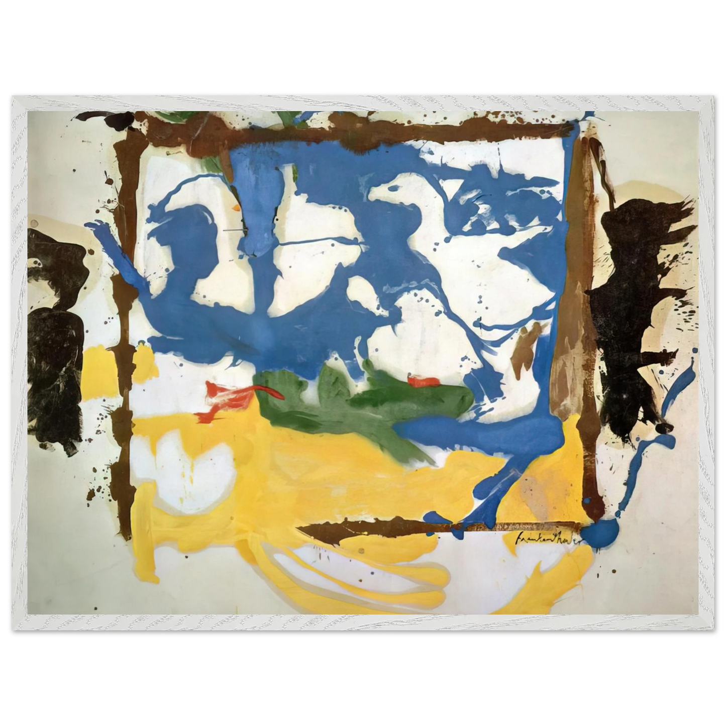 Helen Frankenthaler - Swan Lake #2 - 1961 Wall art - 70x100 cm / 28x40 inches - Premium Wooden Framed Poster With Fine Art Paper-canvas - White frame