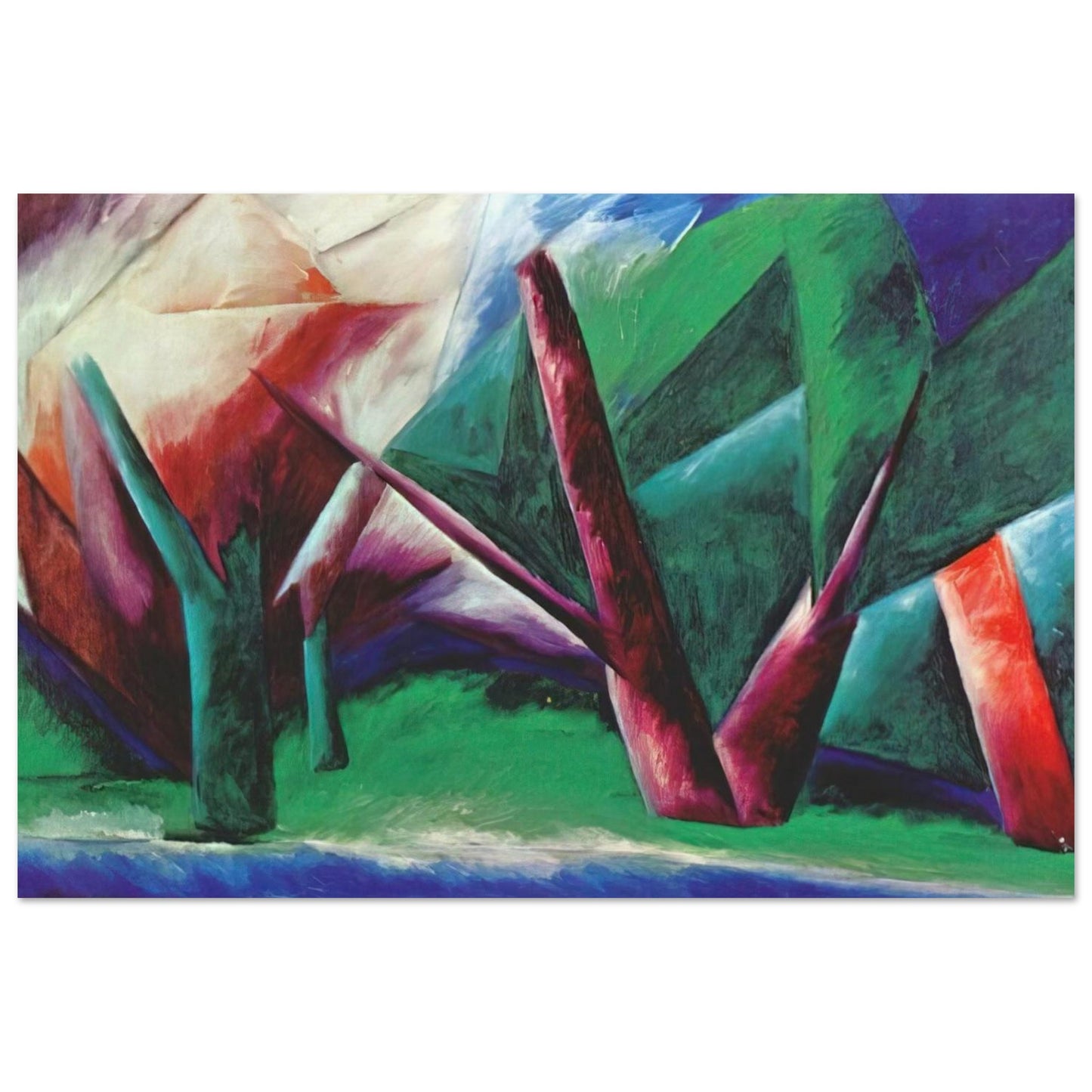 Forest Red-green - 1914 - Natalia Goncharova Art Prints - 100x150 cm / 40x60″ inches | Natalia Goncharova Poster | Natalia Goncharova Prints