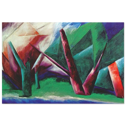 Forest Red-green - 1914 - Natalia Goncharova Art Prints - 100x150 cm / 40x60″ inches | Natalia Goncharova Poster | Natalia Goncharova Prints