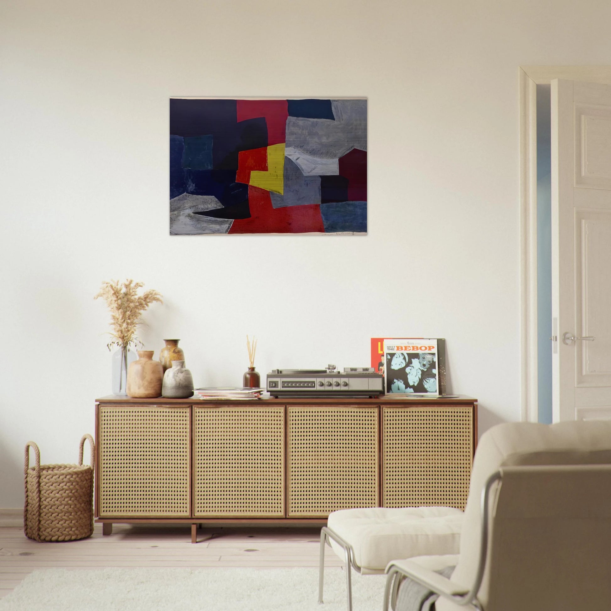 Composition grise, rouge et jaune - 1960 - Serge Poliakoff Brushed Aluminum Print - 70x100 cm / 28x40 inches | Serge Poliakoff Aluminum Print | Serge Poliakoff Prints