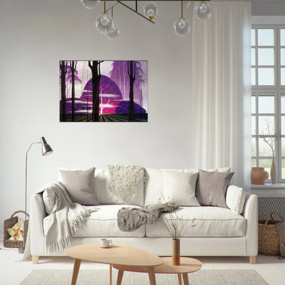 Purple Dawn - Eyvind Earle Brushed Aluminum Print - 70x100 cm / 28x40 inches | Eyvind Earle Aluminum Print | Eyvind Earle Prints