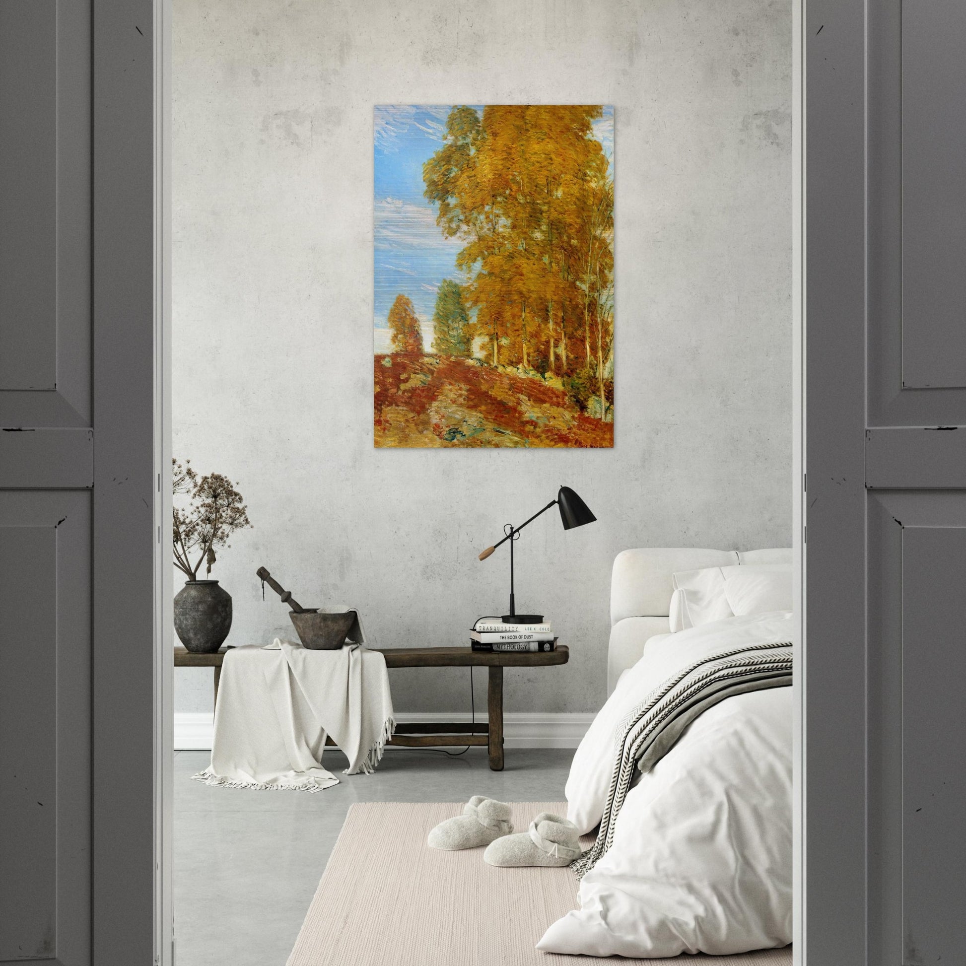 Autumn Hilltop, New England - Childe Hassam Brushed Aluminum Print - 70x100 cm / 28x40 inches | Childe Hassam Aluminum Print | Childe Hassam Prints