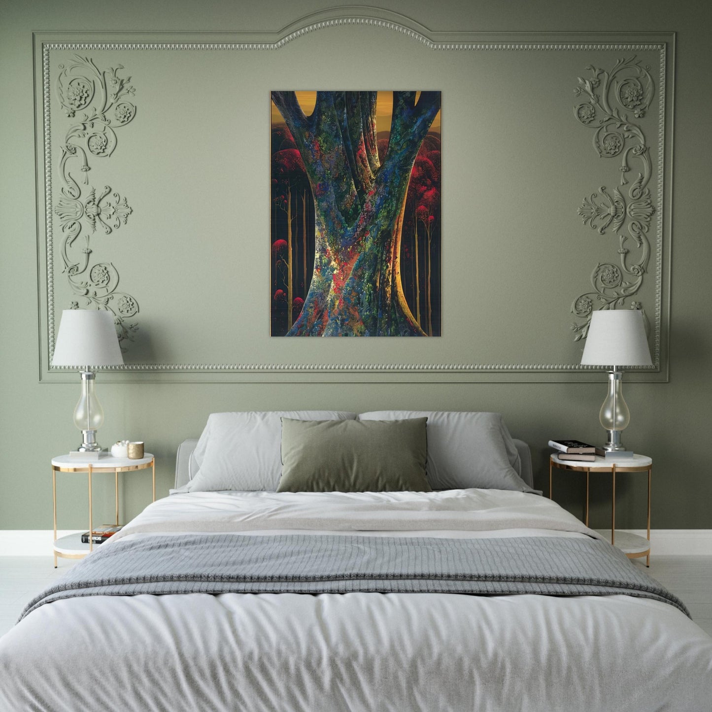 Majestic Tree - Eyvind Earle Brushed Aluminum Print - 70x100 cm / 28x40 inches | Eyvind Earle Aluminum Print | Eyvind Earle Prints